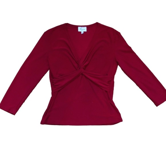 Vintage Y2K Azure Twist Tie Front Elegant Deep Red Sexy Women's Top S - Picture 2 of 8